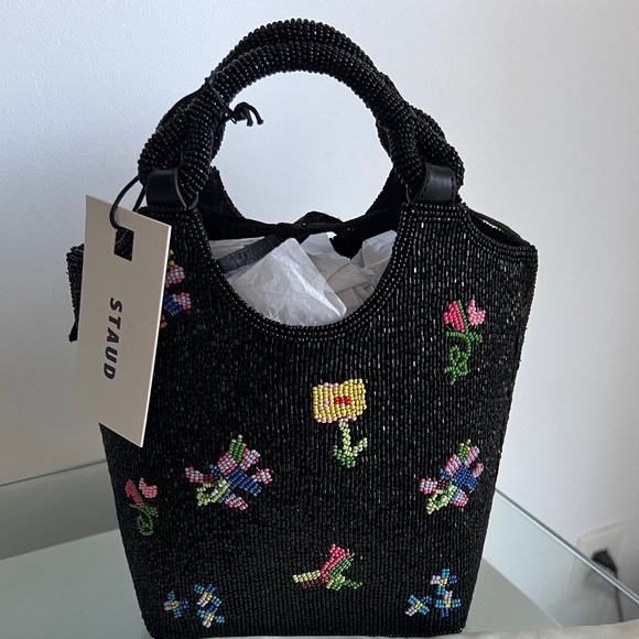 STAUD First Bloom Night Beaded Cote Bag - Picture 1 of 11